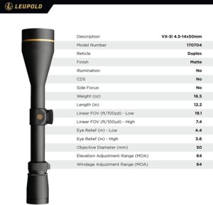 Leupold VX-3i 4.5-14x50mm Riflescope - Best 22 250 Scopes for Coyote Hunting