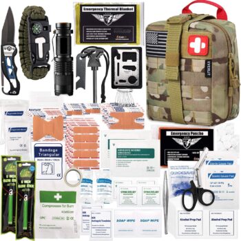EVERLIT 250 Pieces Survival First Aid Kit IFAK Molle System Compatible Outdoor Gear Emergency Kits