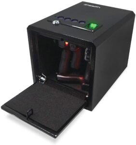 Stealth Biometric Handgun Hanger Safe Quick Access Pistol Security Box - Best Bedside Fingerprint Gun Safe