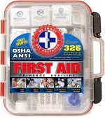 First Aid Kit Hard Red Case 326 Pieces Exceeds OSHA and ANSI Guidelines 100 People
