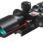 Pinty 2.5-10x40 Red Green Illuminated Mil-Dot Tactical Rifle Scope with Red Laser Combo