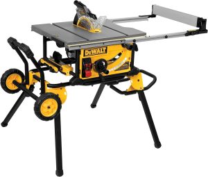 DEWALT Table Saw 10 Inch with Foldable Rolling Table Saw Stand